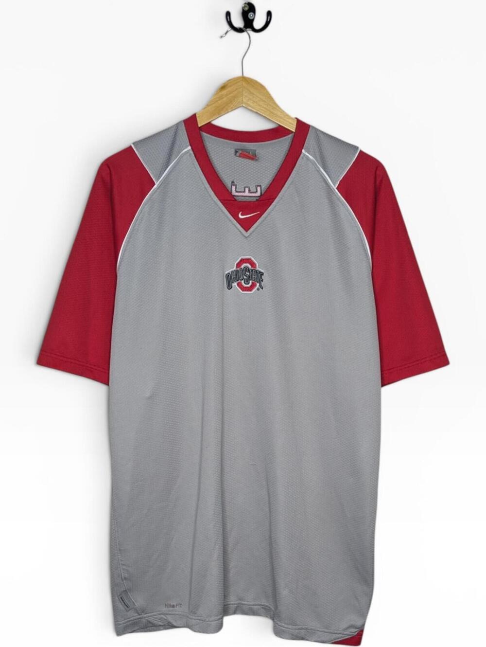 Vintage Ohio State Nike Fit Center Swoosh Football Jersey Mens Large Gray Red
